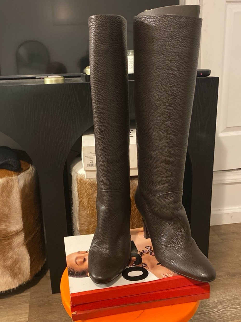 Giuseppe Zanotti Dark Brown Over-the-Knee Leather Boots